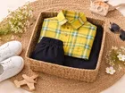 Poly Cotton Printed Shirt for boys, Yellow 