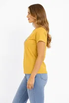 Cotton Blend Printed T-shirt for Men, Mustard 