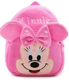 Heaven Decor Minnie Velvet Soft Plus Kidds School Bag Nursury Class To 5 ( 14 Inch ) (Pink )(A032)