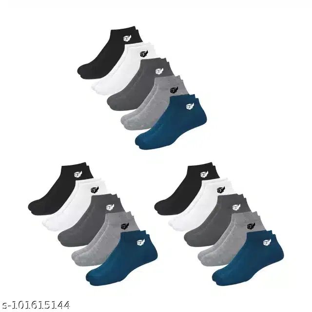 Ankle Length Socks for Men (Multicolor) (Set of 15)