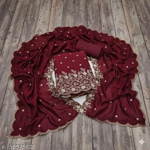 Embroidered Floral Patiala Suits for Women (, 6.65 meter (XXL)) (Multicolor, 6.25 meter (L)