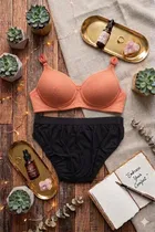 Full Coverage Wireless Padded Bra and Hot Panty Set for Women, Pack of 2 