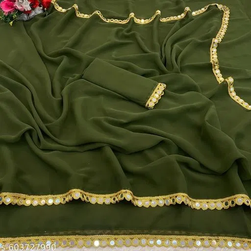Beautiful Saree for Women (Green, Free Size)