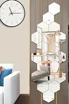 Acrylic Hexagon Shaped Wall Mirror Stickers 