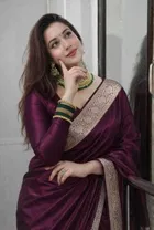 Banarasi Purple Art Silk Woven Saree for Women