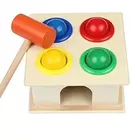 Wooden Hammer Ball Push Knock Pounding Montessori Game Toys for Kids (Multicolor, Set of 1)