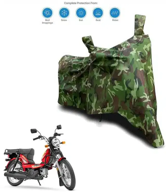 Waterproof & UV Protection Polyester Full Body Cover for TVS XL 100 Comfort (Green)