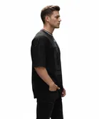 Polyester Printed T-Shirt for Men, Black 
