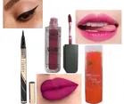 Combo of Beauty Berry Waterproof Lip Gloss with Lip Balm & Eyeliner (Multicolor, Set of 3)