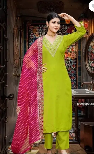 Cotton Solid Kurta Set with Dupatta for Women (Multicolor, XXL)