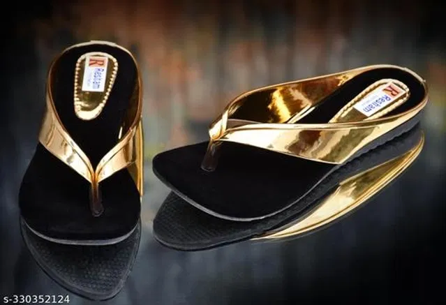 Flats for Women (Black & Golden, 5)