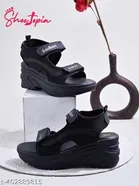 Shoetopia Black Wedge Sandals Size IND-5