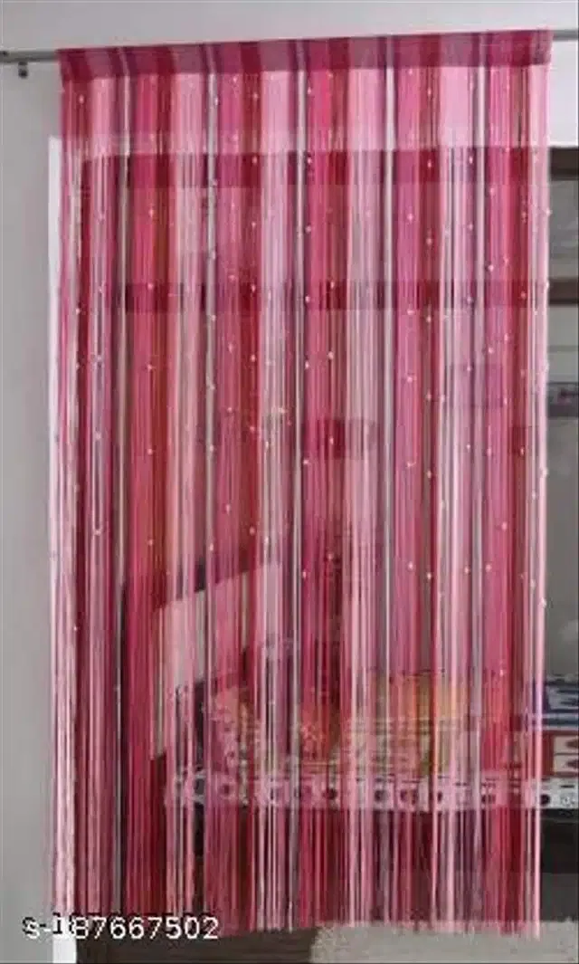 Polyester Beads Curtain for Door (Pink, 7 Feet)