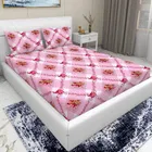 Arch Fab Pink Square Flower Double Bedsheet 88X90 Inch