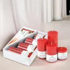 ASIAN AURA Strawberry Scented Wax Pillar Candle Set - Pack of 4 | Red