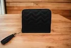 Compact Textured PU Leather Wallets for Women, Black