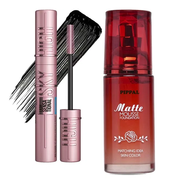 Pippal Matte Mouse Foundation (60 ml) with Sky High Mascara (12 ml) (Set of 2)