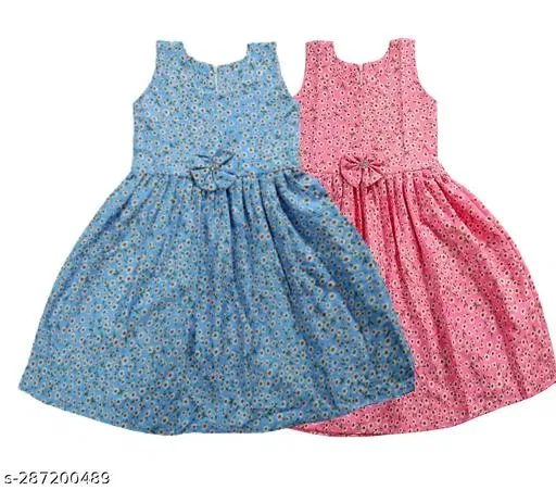 Pack Of 2 Frocks & Dresses for Girls (Blue, 2-3 Years)