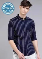 Cotton Blend Striped Shirt for Men 