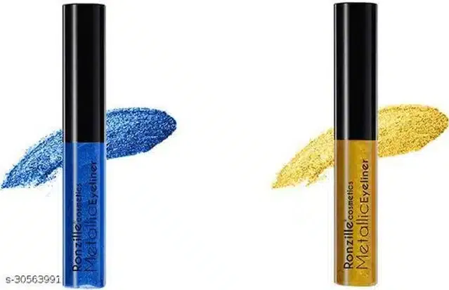 Ronzille Mettallic Glitter Eye Liner (Multicolor, Pack of 2)