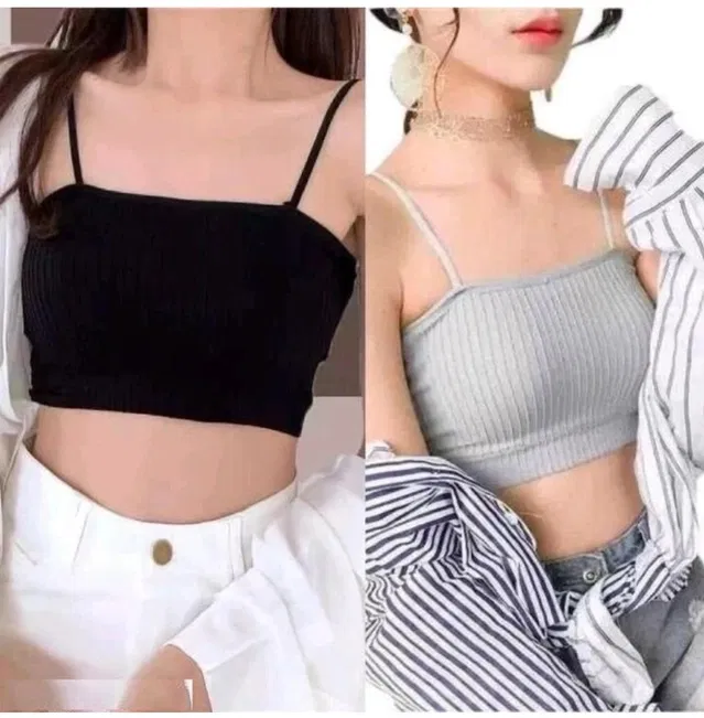 Cotton Blend Lightly Padded Wire Free Sports Bras for Women (Multicolor, 34) (Pack of 2)