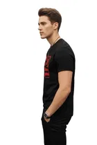 Polyester Printed T-Shirt for Men, Black 