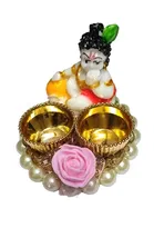 Metal Decoretive Pooja Thali, Multicolour Pack of 1
