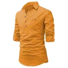 Trendy Cotton Full Sleeves Short Kurta For Men 