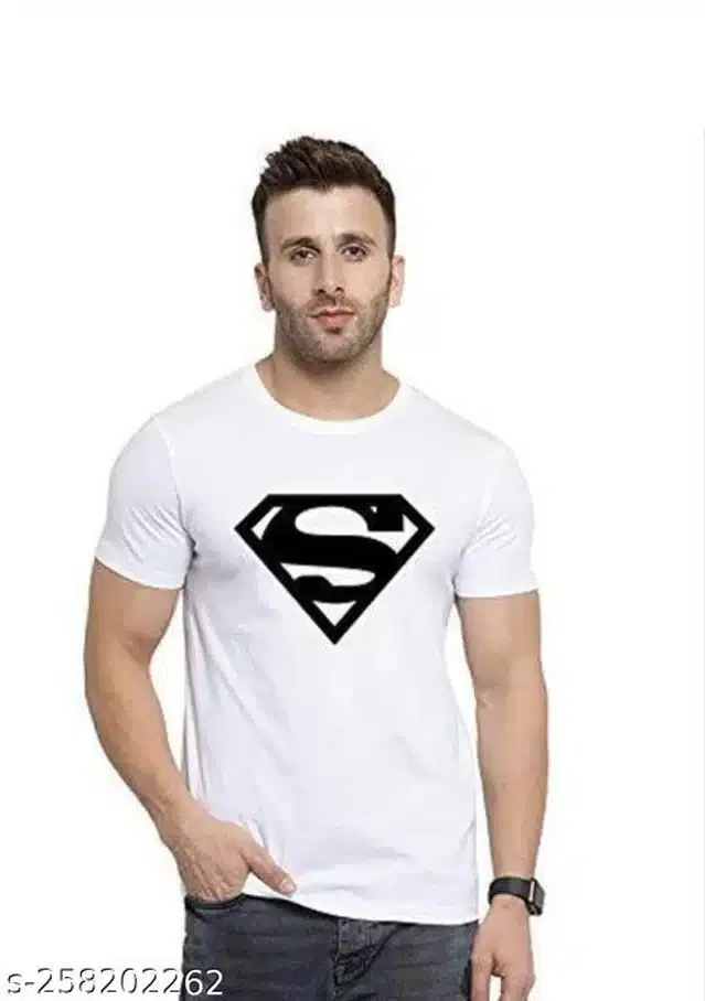 Half Sleeves T-Shirt for Men (White, L)