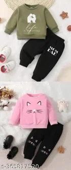 Cotton Blend Full Sleeves T-Shirt with Pant Clothing Set for Kids 