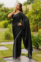 Georgette Saree for Women, Black 