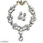 Women'S Alloy Gold Plated Jewellery Set, White