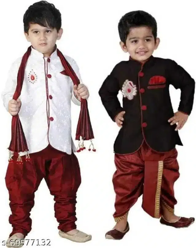 Sherwani Set for Boys (Multicolor, 1-2 Years) (Pack of 2)