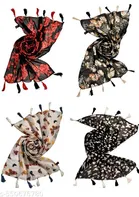 Printed Scarves for Women, Multicolor, Pack of 4