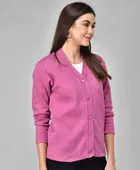 Woolen V-Neck Cardigan Full Sleeve Button-Up Winter Sweater 