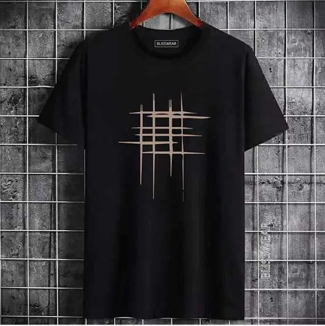 Ruggstar Casual Printed Round Neck T-Shirt For Men (Black, L) (R-1)