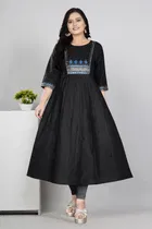Zari Embroidered Cotton Blend Anarkali Kurti for Women 