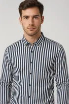Cotton Blend Striped Shirt for Men 