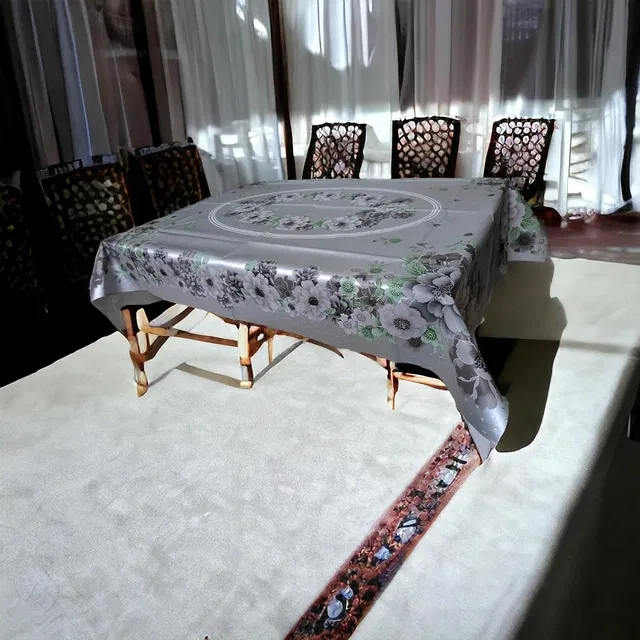 PVC Printed 4 Seaters Table Cover (Multicolor, 40x60 inches)