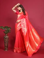 Silk Woven Design Saree for Women, Dark Pink 