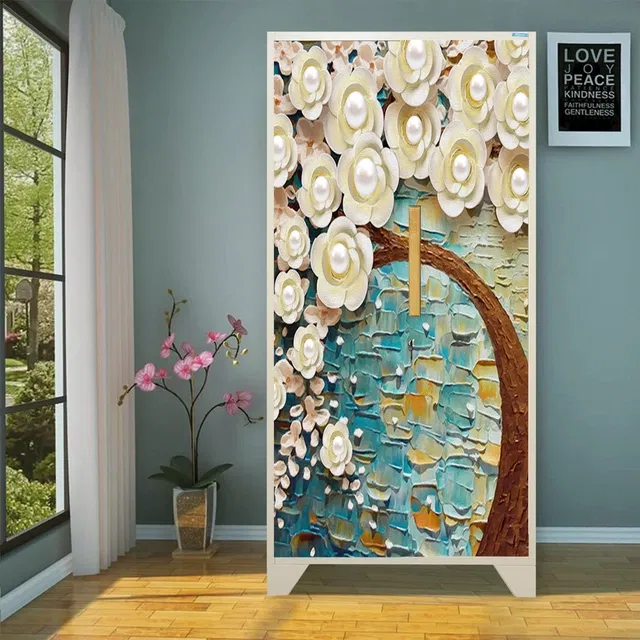 Vinyl Wallpaper Sticker for Wardrobe Door (Multicolor, 213x99 cm)
