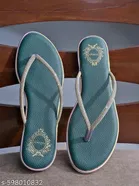Shoetopia Green Textured Flat Sandals 