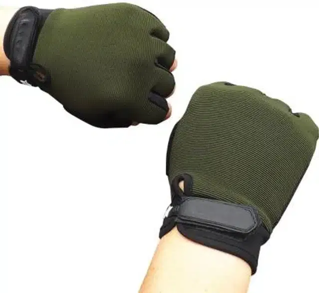 Weight Lifting Half Fingers Hand Gloves (Green, Set of 1)