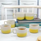 6 Pcs Ceramic Tea & Coffee Cup Set - Dual Tone Yellow