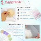 Majestique Shower Scrub Sponge with Long Handle Back Scrubber Brush and Body Wash Puff 