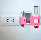 ABS Plastic Wall Mounted Multipurpose Mobile Holder (Pink)