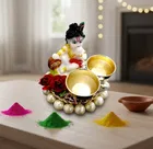 Metal Decoretive Pooja Thali, Multicolour Pack of 1