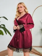 Satin Solid Babydoll for Women (Maroon, L)