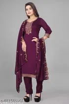 Solid Embroidered Dupatta Set for Women 