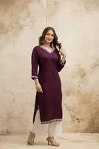Viscose Rayon Solid Kurti for Women 